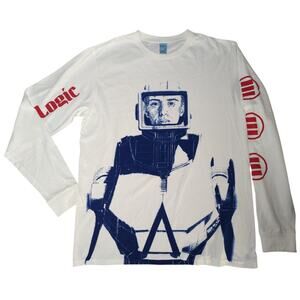 Logic Rapper 301 Squad Long Sleeve T-Shirt Robot Graphic White Red Men’s L USA